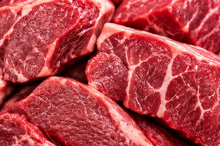 Cortes de carne de res frescos.